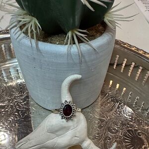 Sterling Silver Ring with Red Garnet Gemstone size 8